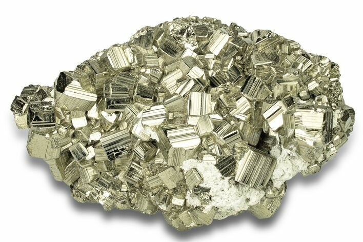 Gleaming, Striated Pyrite Crystal Cluster - Peru #260193